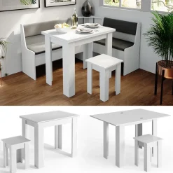 Esstisch mit Stuhl Roman Weiß 90 x 60 cm Vicco