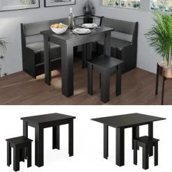 Esstisch mit Stuhl Roman Schwarz 90 x 60 cm Vicco