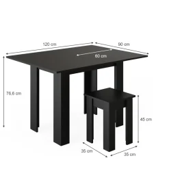 Esstisch mit Stuhl Roman Schwarz 90 x 60 cm Vicco