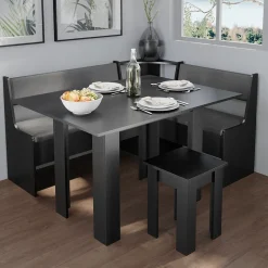 Esstisch mit Stuhl Roman Schwarz 90 x 60 cm Vicco