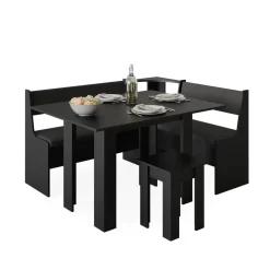 Esstisch mit Stuhl Roman Schwarz 90 x 60 cm Vicco