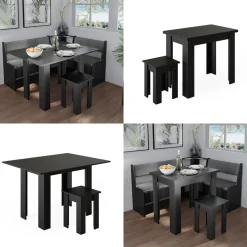 Esstisch mit Stuhl Roman Schwarz 90 x 60 cm Vicco