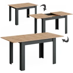 Esstisch Repose Anthrazit/Goldkraft Eiche 160 x 80 cm ausziehbar Vicco