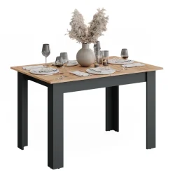 Esstisch Repose Anthrazit/Goldkraft Eiche 160 x 80 cm ausziehbar Vicco