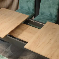 Esstisch Repose Anthrazit/Goldkraft Eiche 180 x 80 cm ausziehbar Vicco