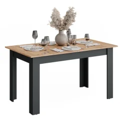 Esstisch Repose Anthrazit/Goldkraft Eiche 180 x 80 cm ausziehbar Vicco