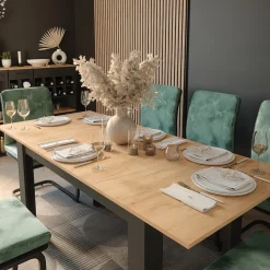 Esstisch Repose Anthrazit/Goldkraft Eiche 180 x 80 cm ausziehbar Vicco