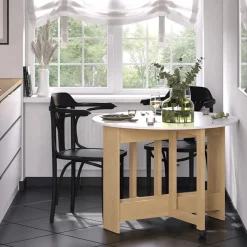 Esstisch Rondo Goldkraft Eiche/Weiß 100 x 100 cm ausklappbar Vicco