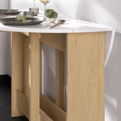 Esstisch Rondo Goldkraft Eiche/Weiß 100 x 100 cm ausklappbar Vicco