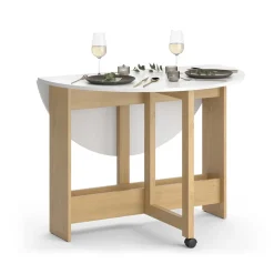 Esstisch Rondo Goldkraft Eiche/Weiß 100 x 100 cm ausklappbar Vicco