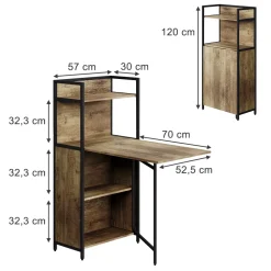 Esstisch Savio Eiche rustikal 57 x 30 cm mit klappbarer Tischplatte Vicco