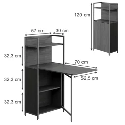 Esstisch Savio Schwarz 57 x 30 cm mit klappbarer Tischplatte Vicco