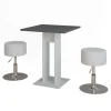 Esstisch Set Repose Weiß/Anthrazit 65 x 65 cm mit 2 Hockern Vicco