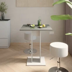 Esstisch Set Repose Weiß/Anthrazit 65 x 65 cm mit 2 Hockern Vicco