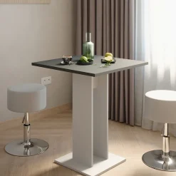 Esstisch Set Repose Weiß/Anthrazit 65 x 65 cm mit 2 Hockern Vicco