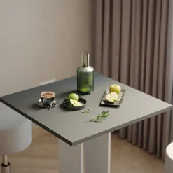 Esstisch Set Repose Weiß/Anthrazit 65 x 65 cm mit 2 Hockern Vicco