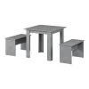 Esstisch Set Sentio Beton 80 x 80 cm mit 2 Bänken Vicco