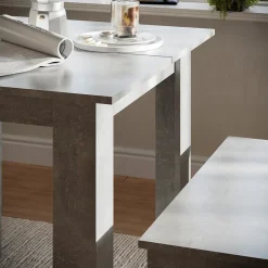 Esstisch Set Sentio Beton 80 x 80 cm mit 2 Bänken Vicco