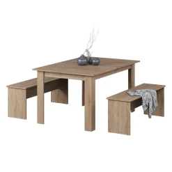 Esstisch Set Sentio Sonoma 137.6 x 92.8 cm mit 2 Bänken Vicco