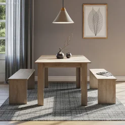 Esstisch Set Sentio Sonoma 137.6 x 92.8 cm mit 2 Bänken Vicco