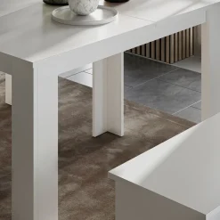 Esstisch Set Sentio Weiß 112 x 73.6 cm mit 2 Bänken Vicco