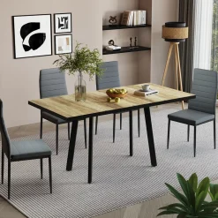 Esstisch Tisko Eiche rustikal/Schwarz 160 x 80 cm mit erweitbarer Tischplatte Vicco