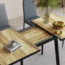 Esstisch Tisko Eiche rustikal/Schwarz 160 x 80 cm mit erweitbarer Tischplatte Vicco