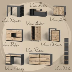 Esstisch Tisko Eiche rustikal/Schwarz 160 x 80 cm mit erweitbarer Tischplatte Vicco