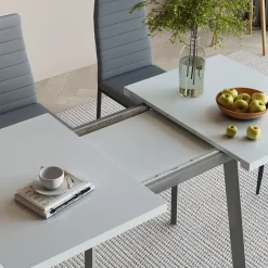 Esstisch Tisko Weiß/Grau 160 x 80 cm mit erweitbarer Tischplatte Vicco