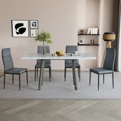 Esstisch Tisko Weiß/Grau 160 x 80 cm mit erweitbarer Tischplatte Vicco