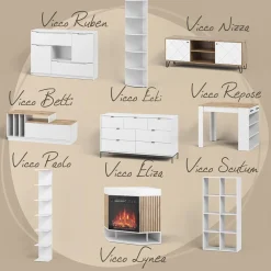 Esstisch Tisko Weiß/Grau 160 x 80 cm mit erweitbarer Tischplatte Vicco