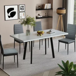 Esstisch Tisko Weiß/Schwarz 160 x 80 cm mit erweitbarer Tischplatte Vicco