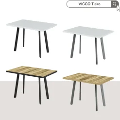 Esstisch Tisko Weiß/Schwarz 160 x 80 cm mit erweitbarer Tischplatte Vicco