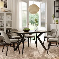 Esstisch Trill Eiche rustikal/Schwarz 140 x 90 cm ausziehbar Vicco