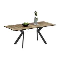 Esstisch Trill Eiche rustikal/Schwarz 140 x 90 cm ausziehbar Vicco