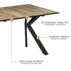 Esstisch Trill Eiche rustikal/Schwarz 140 x 90 cm ausziehbar Vicco
