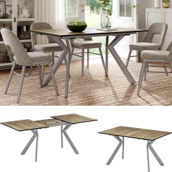 Esstisch Trill Eiche rustikal/Grau 140 x 90 cm ausziehbar Vicco