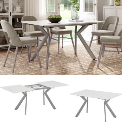 Esstisch Trill Weiß/Grau 140 x 90 cm ausziehbar Vicco