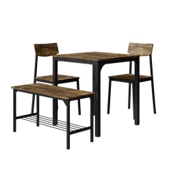 Esstisch-Set Fyrk Schwarz/Eiche rustikal 70 x 70 cm 4 Teile Vicco