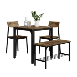 Esstisch-Set Fyrk Schwarz/Eiche rustikal 70 x 70 cm 4 Teile Vicco