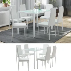Esstisch-Set Grand Weiß 120 x 75 cm mit 6 Stühlen Vicco