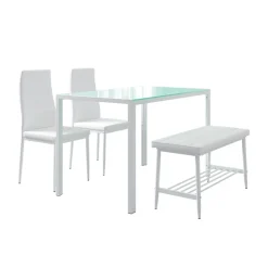 Esstisch-Set Grand Weiß 120 x 70 cm 4-teiliges Set Vicco