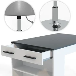 Esstisch-Set Repose Anthrazit/Weiß 67 x 100 cm mit 2 Hockern Vicco