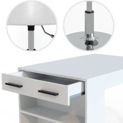 Esstisch-Set Repose Weiß 67 x 100 cm mit 2 Hockern Vicco