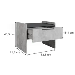 Esszimmerbank Roman Beton 53.5 x 41.1 cm mit 1 Schublade Vicco