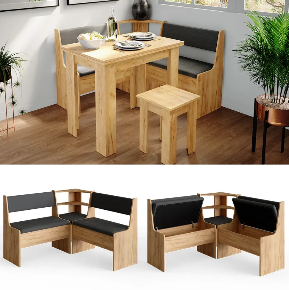 Esszimmer-Eckbank Roman Goldkraft Eiche 120 x 120 cm Vicco