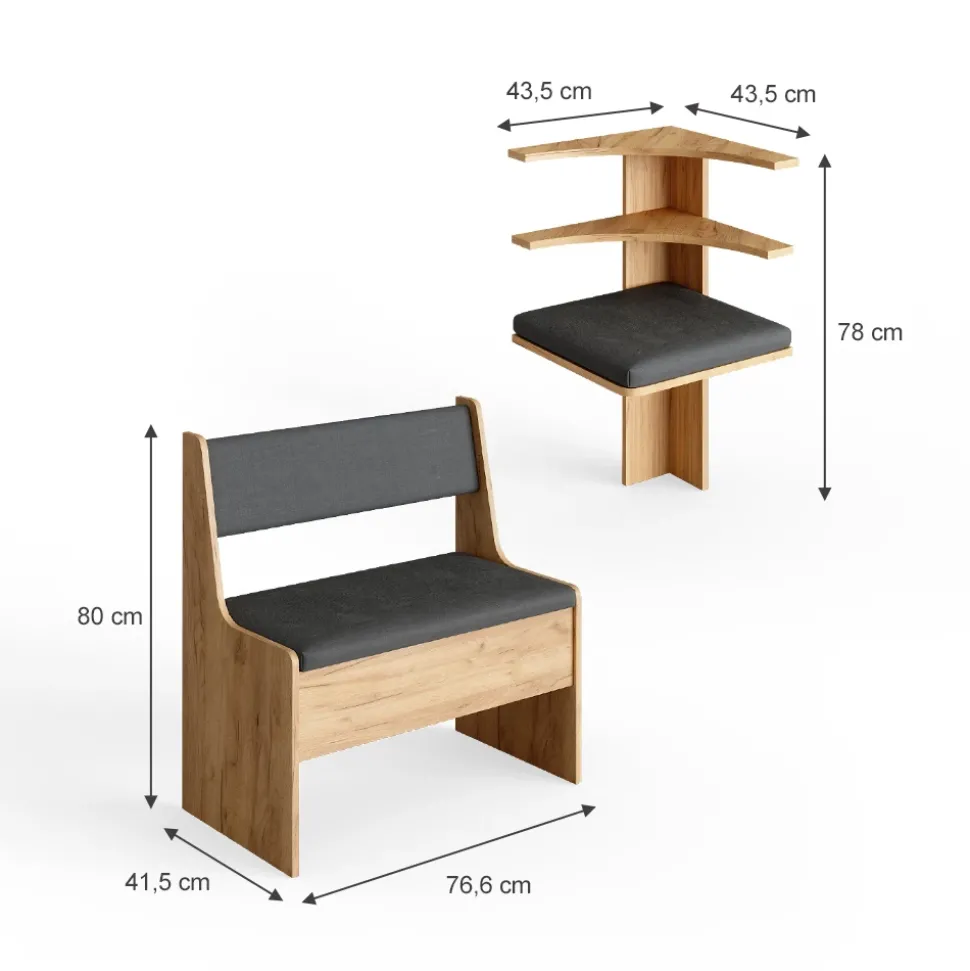 Esszimmer-Eckbank Roman Goldkraft Eiche 120 x 120 cm Vicco