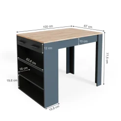 Esszimmertisch Repose Anthrazit/Goldkraft Eiche 67 x 100 cm Vicco