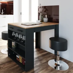 Esszimmertisch Repose Anthrazit/Goldkraft Eiche 67 x 100 cm Vicco