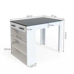 Esszimmertisch Repose Anthrazit/Weiß 67 x 100 cm Vicco